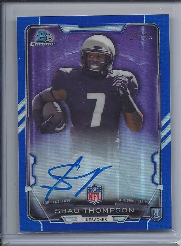 SHAQ THOMPSON 2015 BOWMAN BLUE REFRACTOR ON CARD ROOKIE AUTO RC #D 28/99