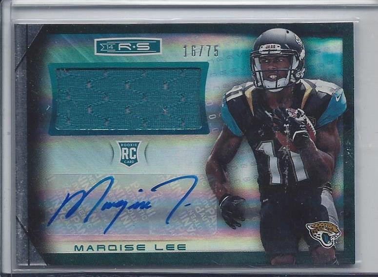 MARQISE LEE 2014 ROOKIES & STARS LONGEVITY JAGUARS JERSEY AUTO RC #D 16/75