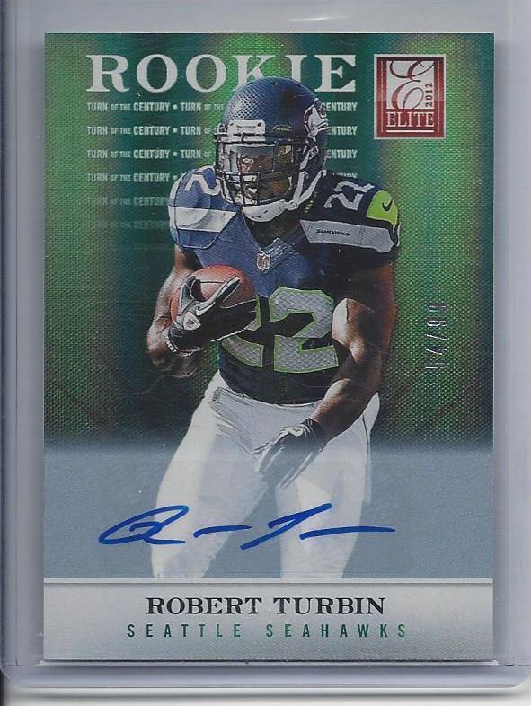 ROBERT TURBIN 2012 ELITE TURN OF THE CENTURY SEAHAWKS ROOKIE AUTO RC #D 54/99