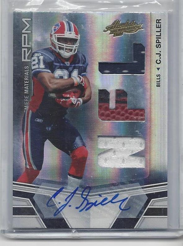 C.J. SPILLER 2010 ABSOLUTE RPM TRIPLE JERSEY BALL AUTO RC #D /299