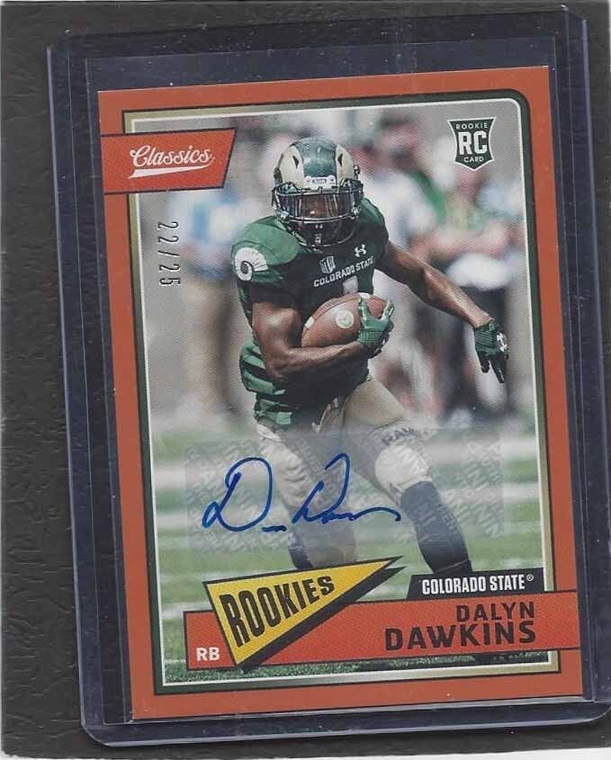 DALYN DAWKINS 2018 CLASSICS ORANGE BORDER TITANS ROOKIE AUTO RC #D 22/25
