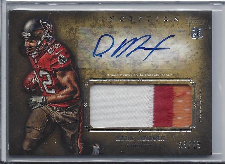 DOUG MARTIN 2012 TOPPS INCEPTION 3 COLOR BRONZE BUCS PATCH AUTO RC #D 36/75