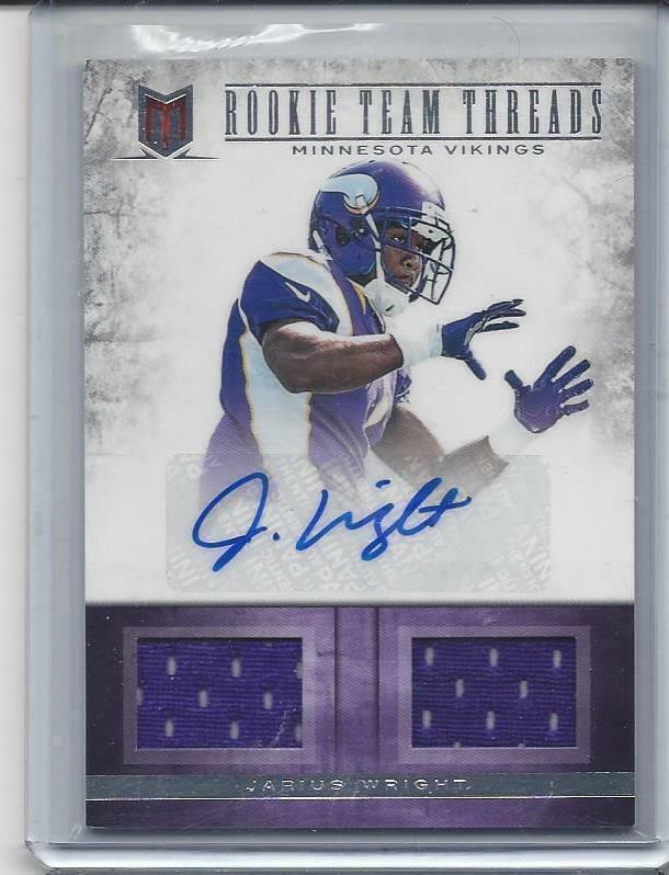 JARIUS WRIGHT 2012 PANINI MOMENTUM ROOKIE TEAM THREADS DUAL JERSEY AUTO RC /25