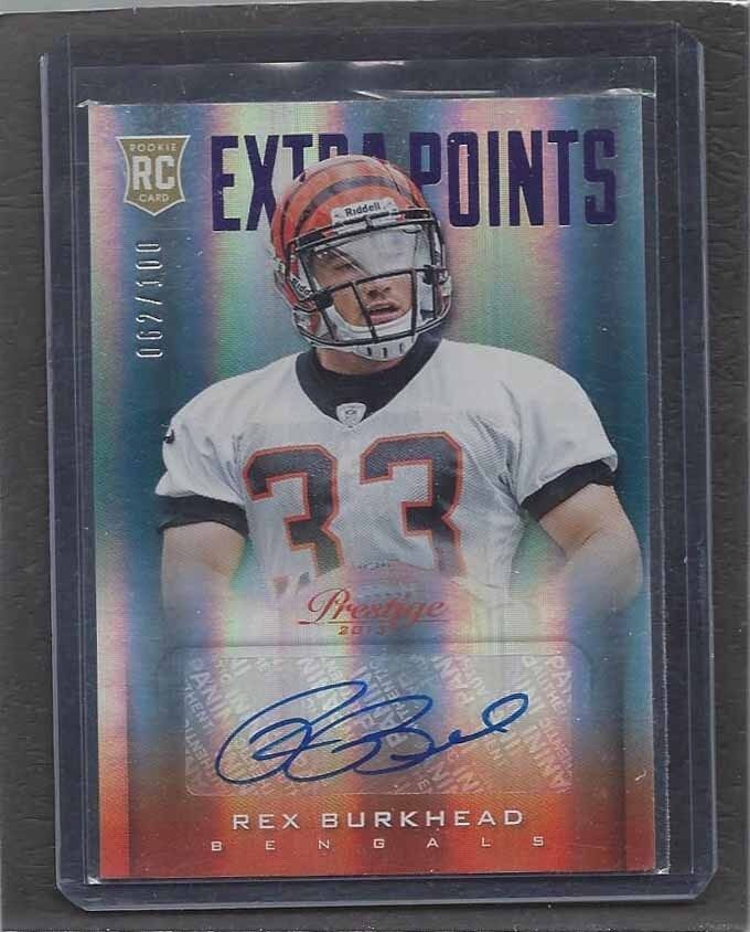 REX BURKHEAD 2013 PRESTIGE EXTRA POINTS PURPLE ROOKIE AUTO RC #D 62/100