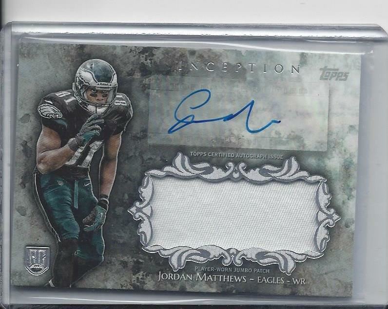 JORDAN MATTHEWS 2014 TOPPS INCEPTION RPA EAGLES ROOKIE PATCH AUTO RC