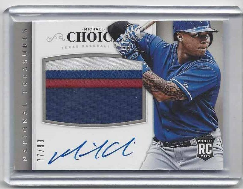 MICHAEL CHOICE 2014 NATIONAL TREASURES 3 COLOR RPA PATCH AUTO RC #D 77/99