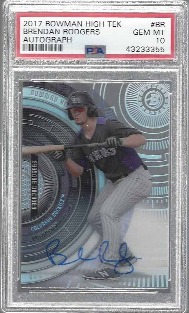 BRENDAN RODGERS 2017 BOWMAN HIGH TEK PROSPECT ON CARD AUTO PSA 10 GEM MINT