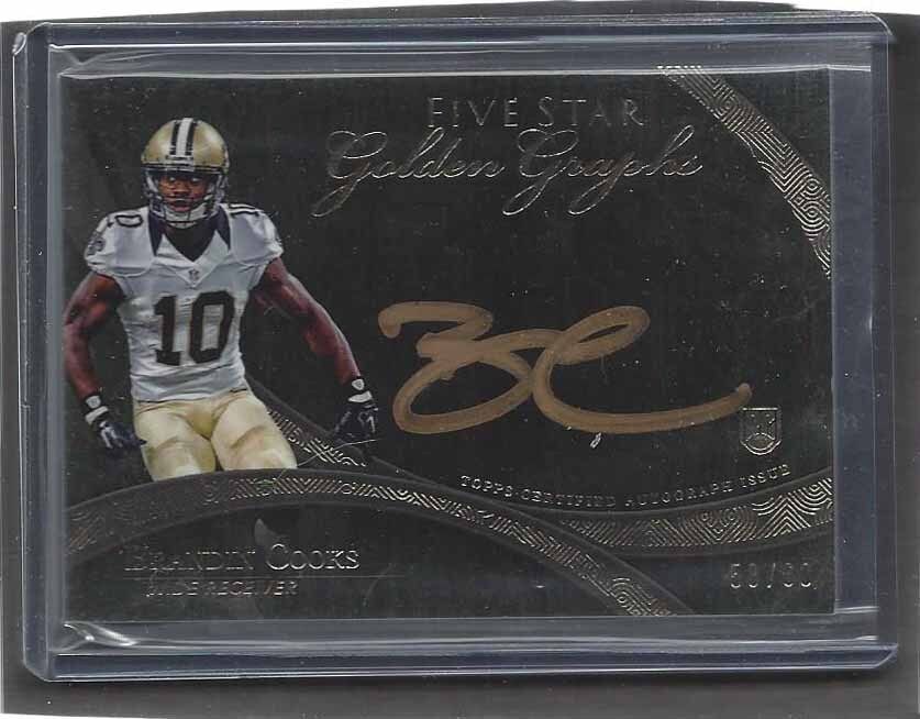 BRANDIN COOKS 2014 TOPPS 5 FIVE STAR GOLDEN GRAPHS GOLD ON CARD AUTO RC #D 58/60