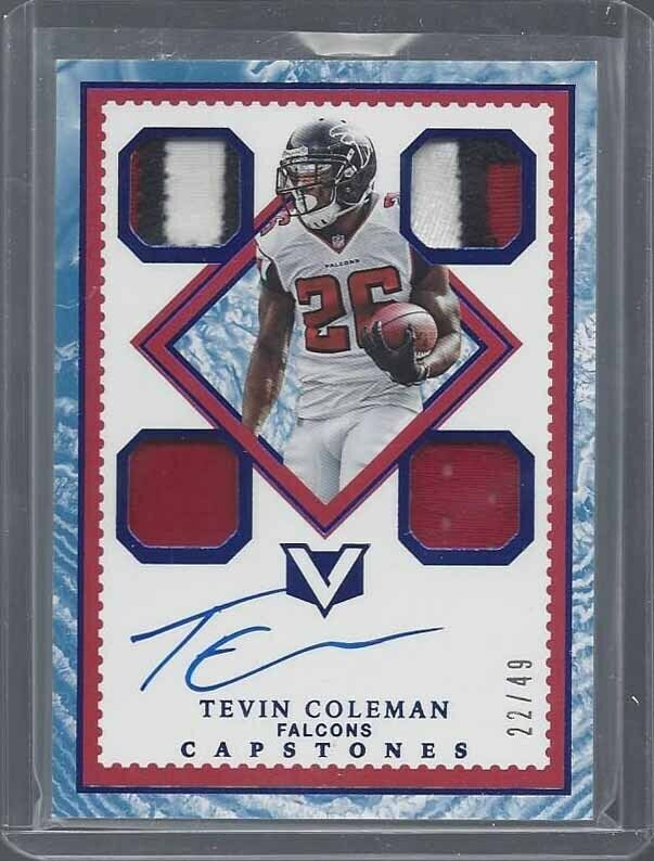 TEVIN COLEMAN 2017 VERTEX CAPSTONES QUARTZ QUAD PATCH ON CARD AUTO #D 22/49