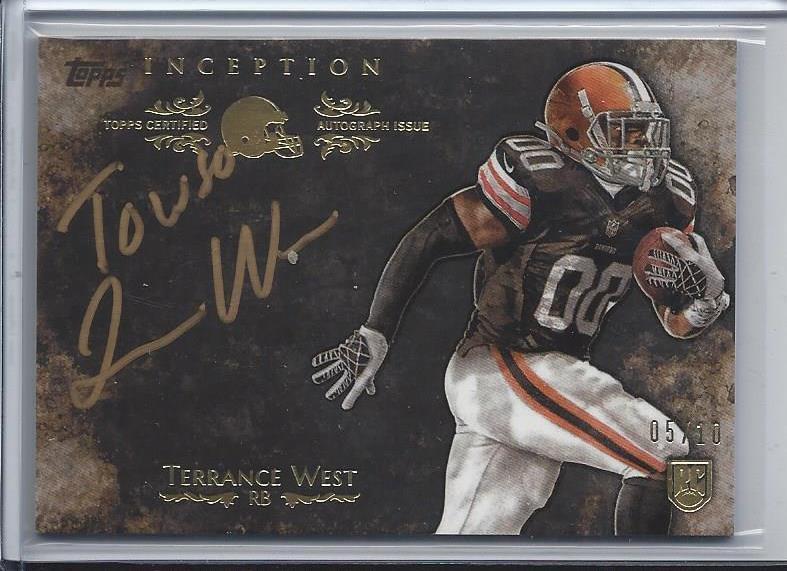 TERRANCE WEST 2014 TOPPS INCEPTION GOLD INK NICKNAME "TOWSO" AUTO RC #D 5/10