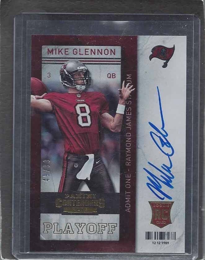 MIKE GLENNON 2013 CONTENDERS PLAYOFF TICKET BUCCANEERS ON CARD AUTO RC #D 49/99