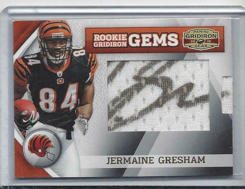 JERMAINE GRESHAM 2010 GRIDIRON GEAR GEMS PULLOUT GOLD INK SP ONCARD AUTO RC /167