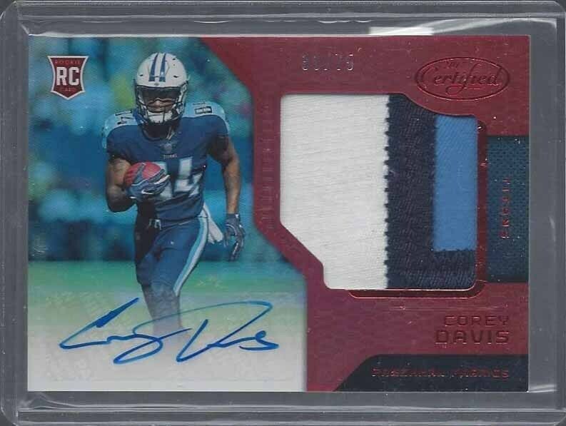 COREY DAVIS 2017 CERTIFIED FRESHMAN FABRIC RPA 3 COLOR PATCH AUTO RC #D 33/75