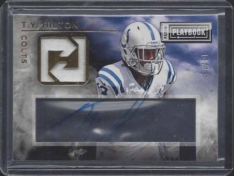 1/1 T.Y. HILTON 2014 PANINI PLAYBOOK GOLD JERSEY AUTO #D 13/15 HIS JERSEY #13 !!