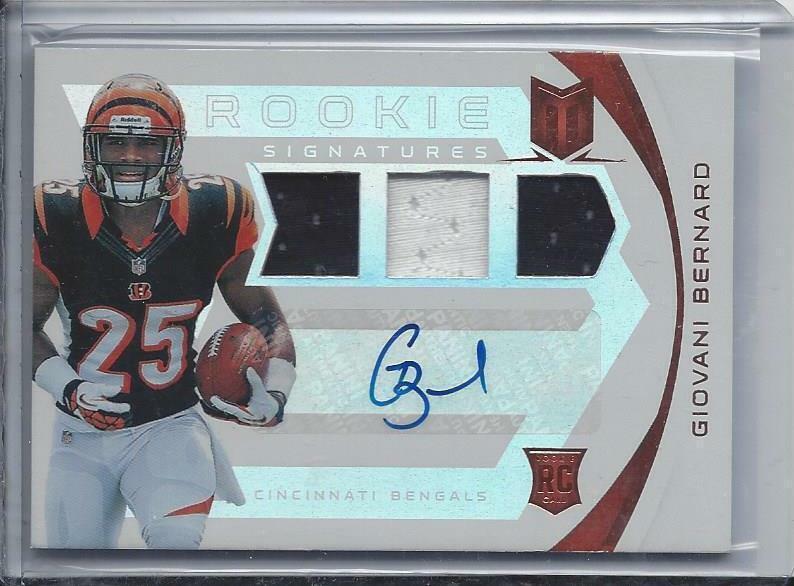 GIOVANI BERNARD 2013 PANINI MOMENTUM BRONZE TRIPLE 2 COLOR JERSEY AUTO RC /199