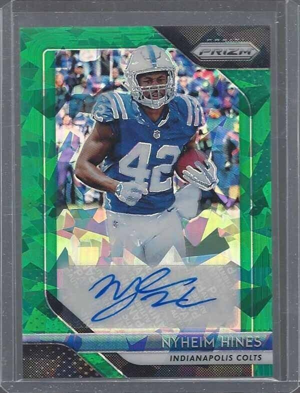 NYHEIM HINES 2018 PANINI PRIZM GREEN CRYSTALS CRACKED ICE AUTO RC #D 11/75