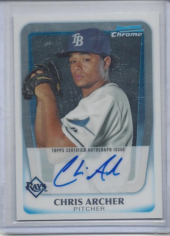 CHRIS ARCHER 2011 BOWMAN CHROME RAYS PROSPECT ON CARD AUTO #134