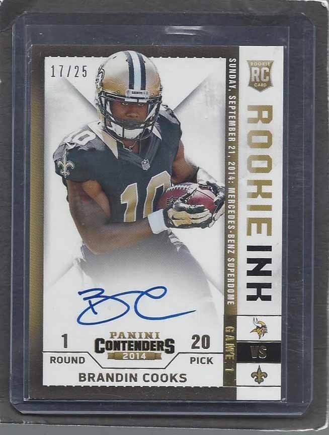 BRANDIN COOKS 2014 CONTENDERS ROOKIE INK GOLD ON CARD AUTO RC #D 17/25