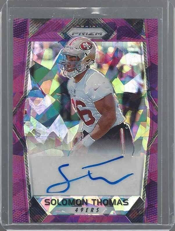 SOLOMON THOMAS 2017 PANINI PRIZM PURPLE CRACKED ICE CRYSTALS AUTO RC #D /75