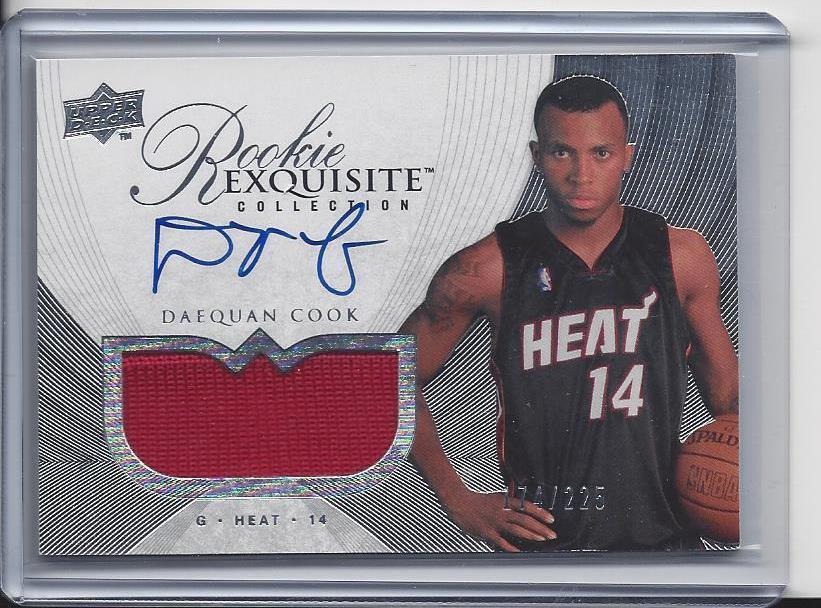 DAEQUAN COOK 2007-08 EXQUISITE RPA MIAMI HEAT ROOKIE PATCH AUTO RC #D 174/225