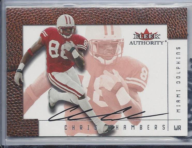 CHRIS CHAMBERS 2001 FLEER AUTHORITY AUTOGRAPH WISCONSIN BADGERS ON CARD AUTO RC