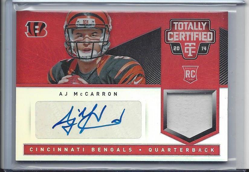 A.J. McCARRON 2014 TOTALLY CERTIFIED RED ROOKIE JERSEY PATCH AUTO RC #D /25