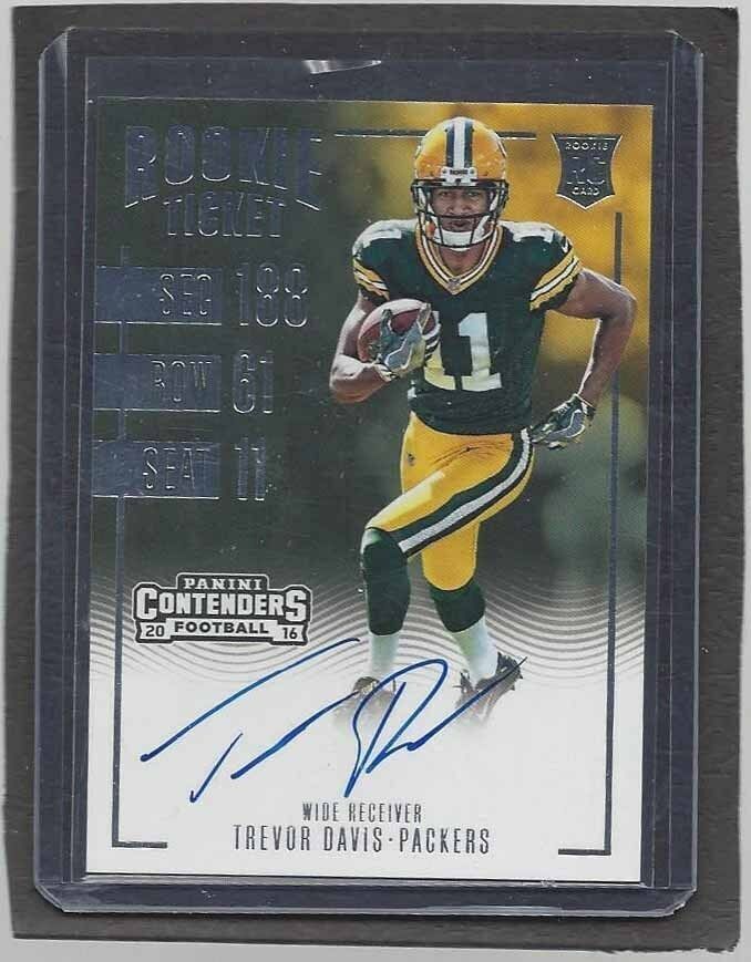TREVOR DAVIS 2016 PANINI CONTENDERS ROOKIE TICKET PACKERS ON CARD AUTO RC #338