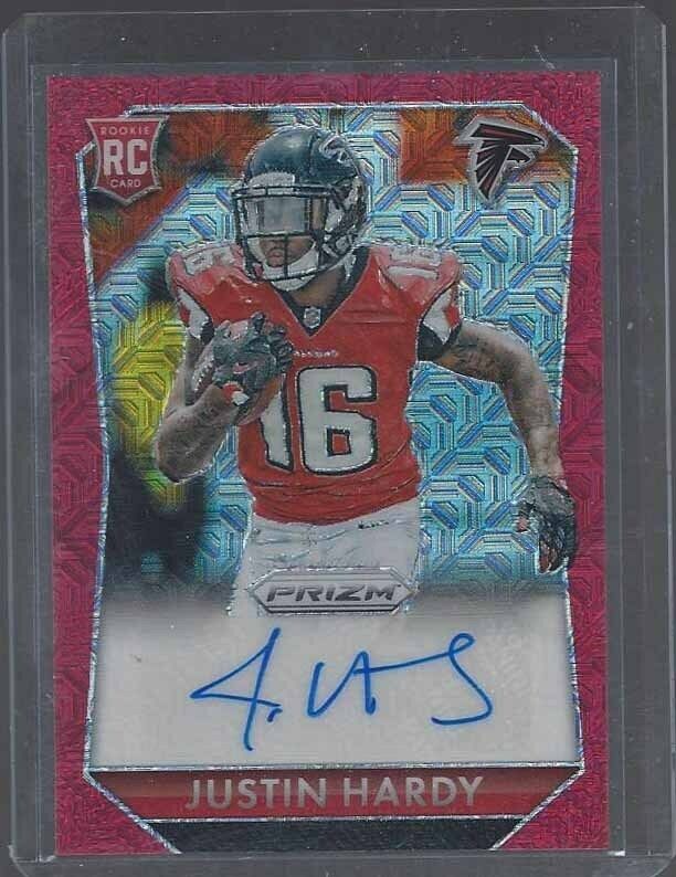 JUSTIN HARDY 2015 PANINI PRIZM RED MOJO PRIZMS ROOKIE AUTO RC #D 7/99