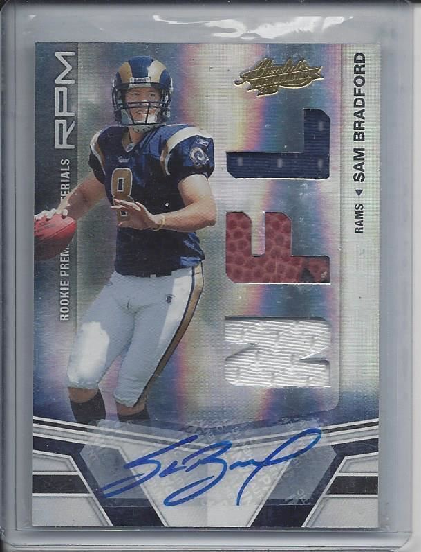SAM BRADFORD 2010 ABSOLUTE RPM TRIPLE JERSEY BALL AUTO RC #D /299