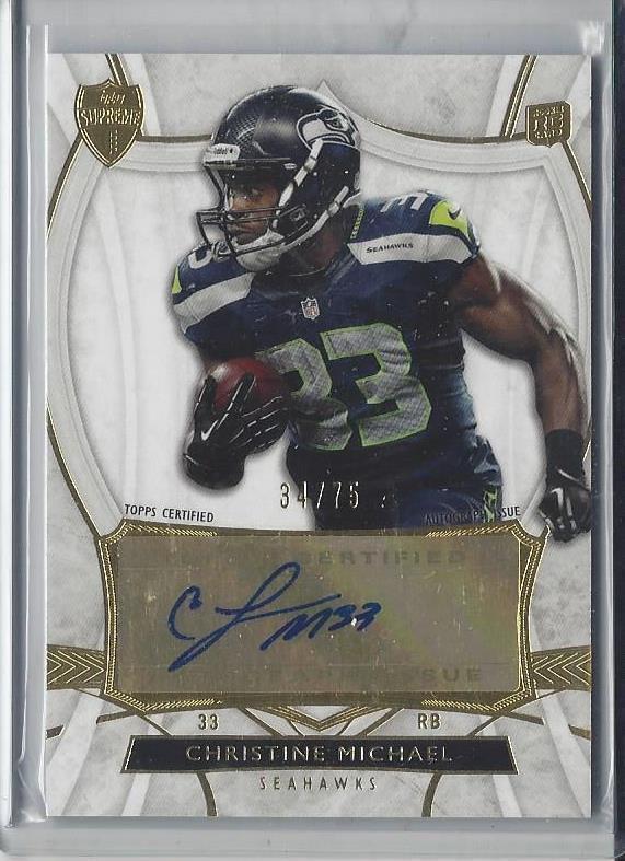 CHRISTINE MICHAEL 2013 TOPPS SUPREME SEAHAWKS AUTO RC #D 34/75
