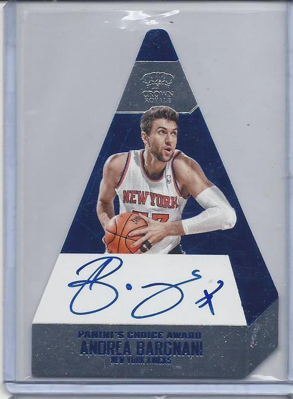 ANDREA BARGNANI 13-14 CROWN ROYALE PANINI CHOICE AWARD BLUE ON CARD AUTO #D 5/20