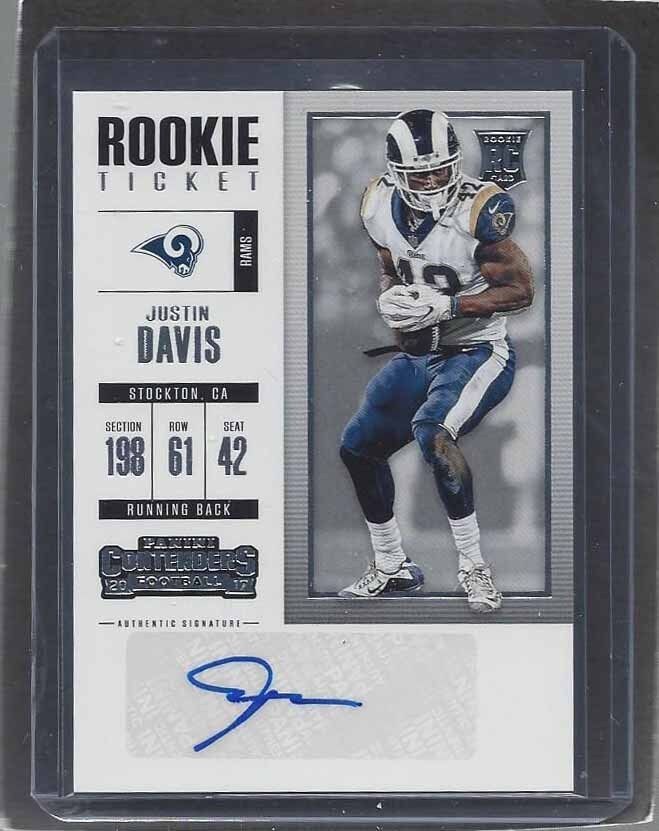 JUSTIN DAVIS 2017 CONTENDERS ROOKIE TICKET RAMS AUTO RC #241
