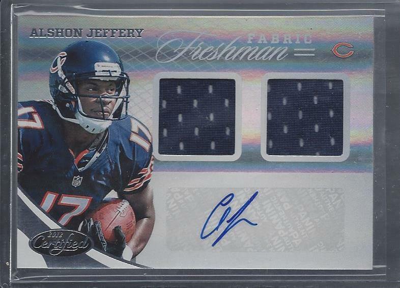 ALSHON JEFFERY 2012 CERTIFIED FRESHMAN FABRIC DUAL JERSEY AUTO RC #D /499