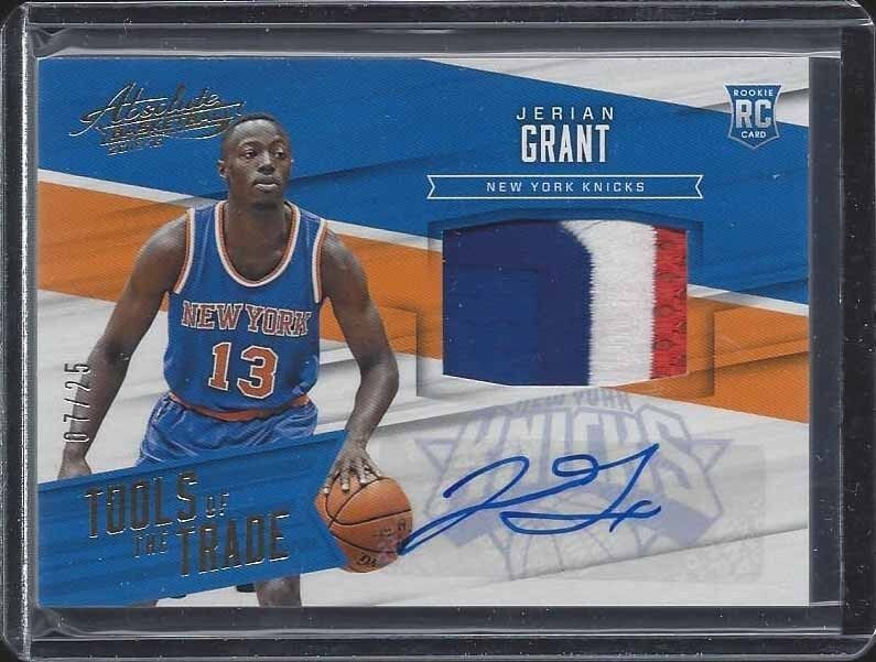 JERIAN GRANT 2015-16 ABSOLUTE TOOLS OF THE TRADE 4 CLR KNICKS PATCH AUTO RC /25