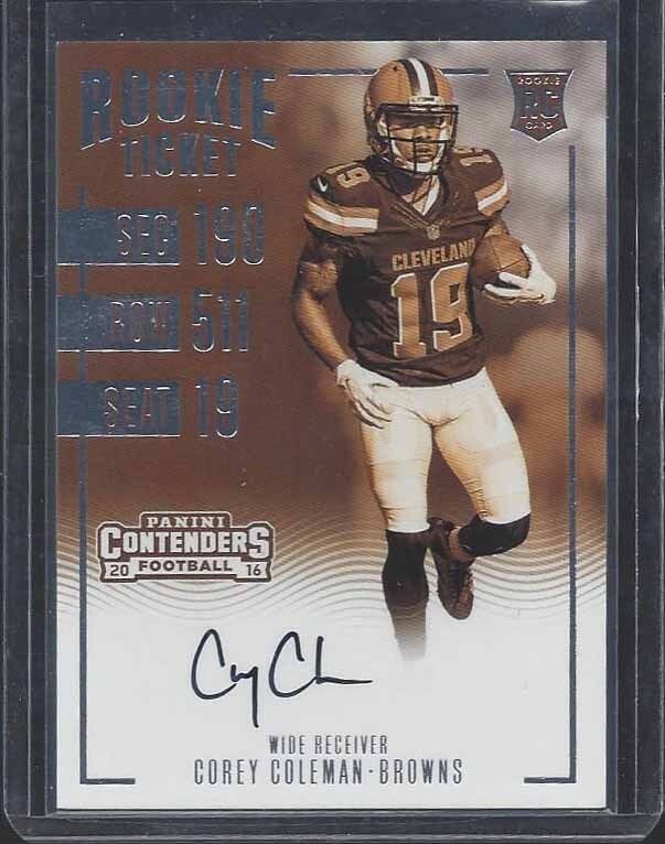 COREY COLEMAN 2016 CONTENDERS SEPIA ROOKIE TICKET ON CARD AUTO RC SSP 50 OR LESS