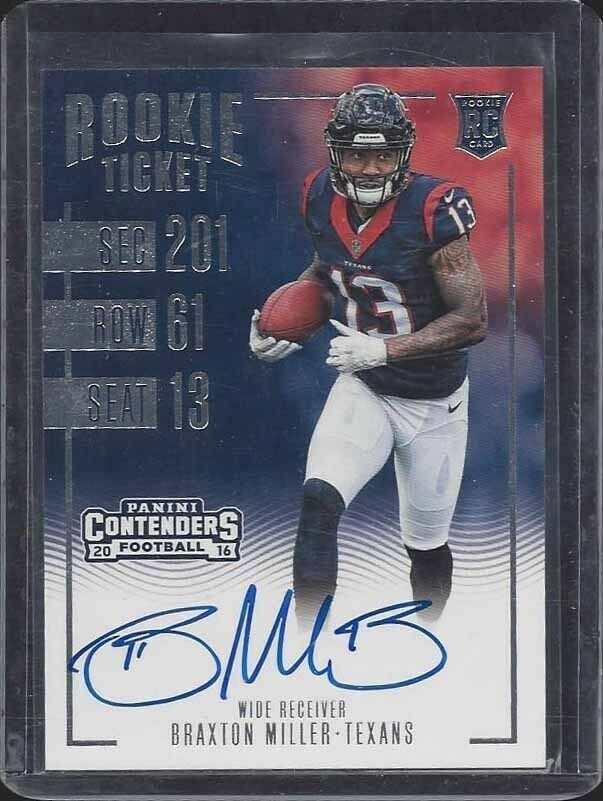 BRAXTON MILLER 2016 PANINI CONTENDERS TEXANS ON CARD ROOKIE TICKET AUTO RC #332