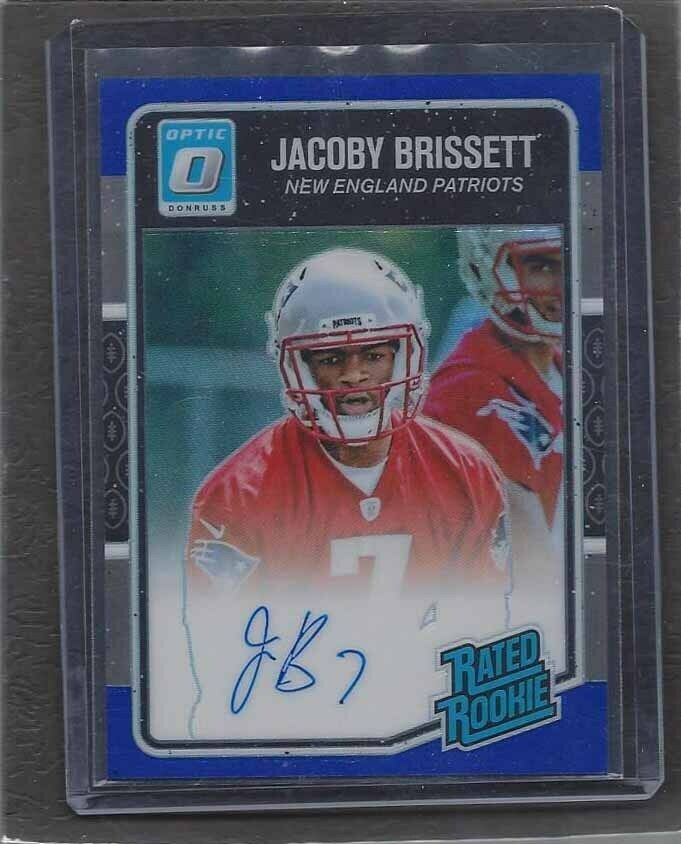 1/1 JACOBY BRISSETT 2016 DONRUSS OPTIC BLUE HOLO AUTO RC #D 7/75 JERSEY NUMBR #7