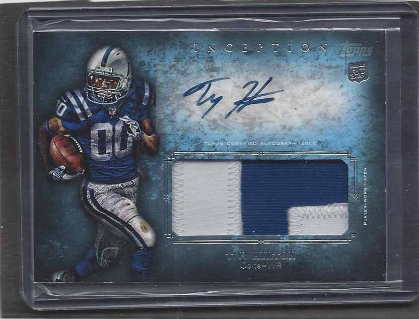 T.Y. HILTON 2012 TOPPS INCEPTION RPA JUMBO 2 COLOR COLTS ROOKIE PATCH AUTO RC