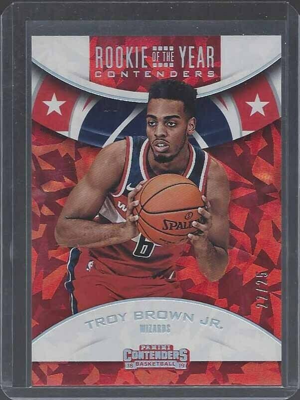 TROY BROWN JR 2018-19 CONTENDERS ROOKIE OF THE YEAR CRACKED ICE RC #D 22/25