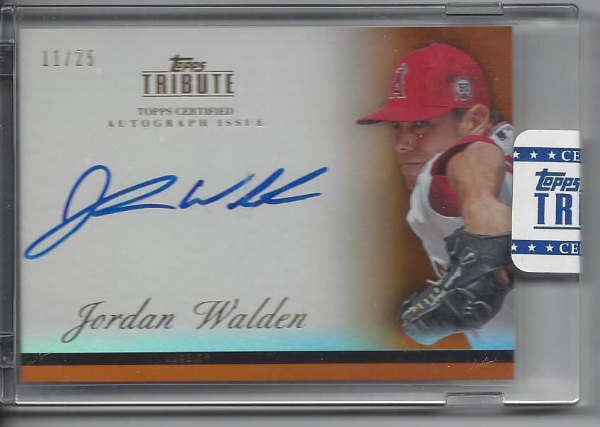 JORDAN WALDEN 2012 TOPPS TRIBUTE INKABLE ACCOLADES ORANGE ON CARD AUTO #D 11/25