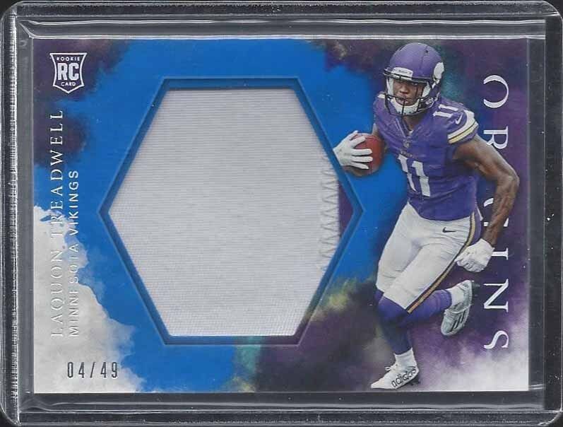 LAQUON TREADWELL 2016 PANINI ORIGINS BLUE JUMBO 2 COLOR ROOKIE PATCH RC #D 4/49