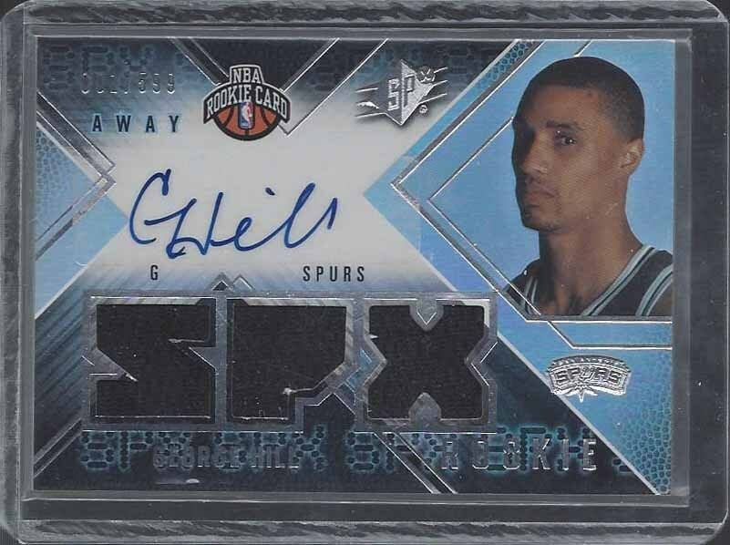GEORGE HILL 2008-09 SPX AWAY TRIPLE 2 COLOR JERSEY AUTO RC #D 1/599