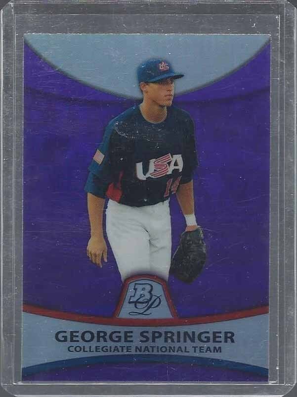 GEORGE SPRINGER 2010 BOWMAN PLATINUM PURPLE USA PROSPECT REFRACTOR #48