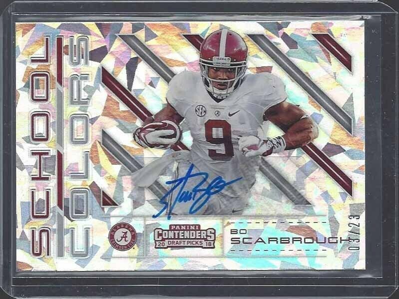 BO SCARBROUGH 2018 CONTENDERS SCHOOL COLORS CRACKED ICE ALABAMA AUTO RC #D 3/23
