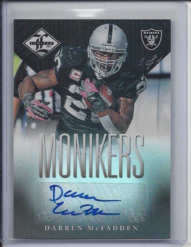 DARREN MCFADDEN 2013 LIMITED MONIKERS BLACK COWBOYS AUTO TRUE #D 1/1