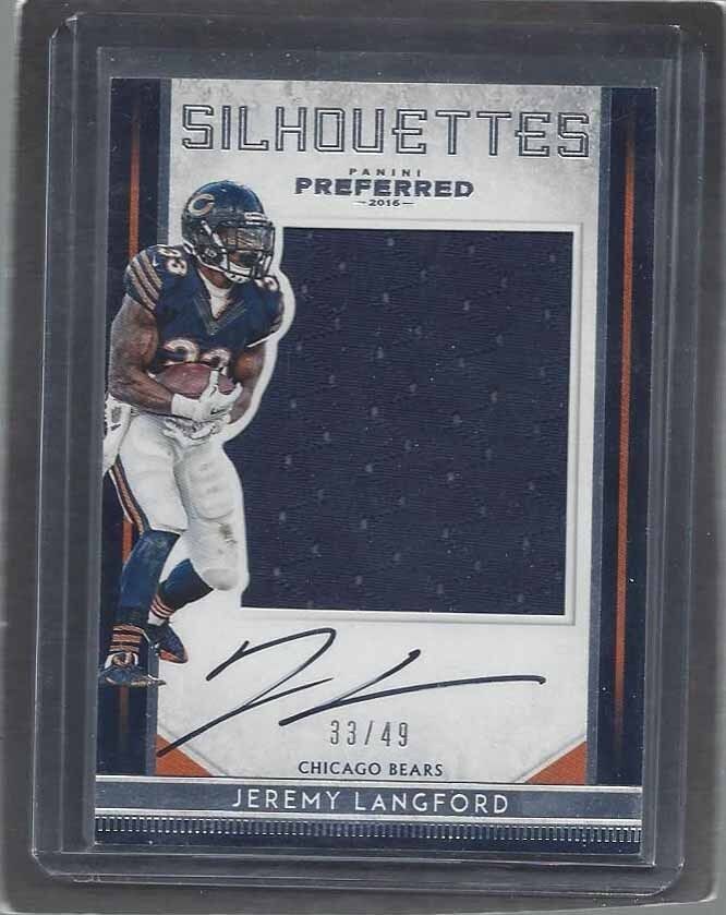 1/1 JEREMY LANGFORD 2015 PREFFERED SILHOUETTES BEARS JERSEY AUTO #D 33/49 JSY#33