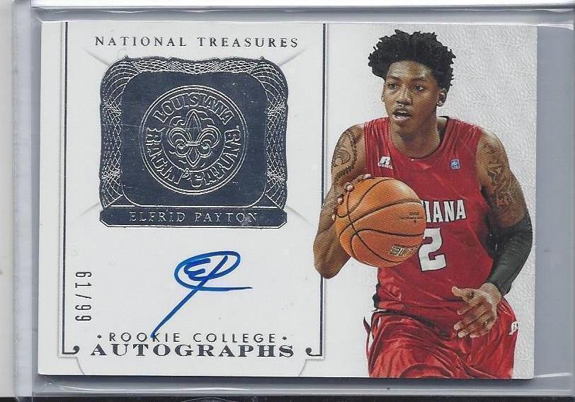ELFRID PAYTON 2014-15 NATIONAL TREASURES ROOKIE COLLEGE ON CARD AUTO RC #D 61/99