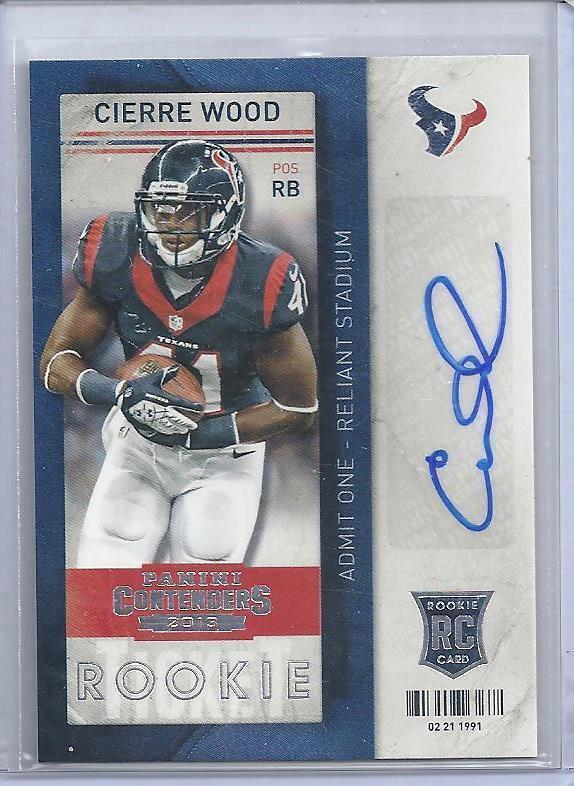 CIERRE WOOD 2013 PANINI CONTENDERS ROOKIE TICKET TEXANS TRUE RC AUTO #121