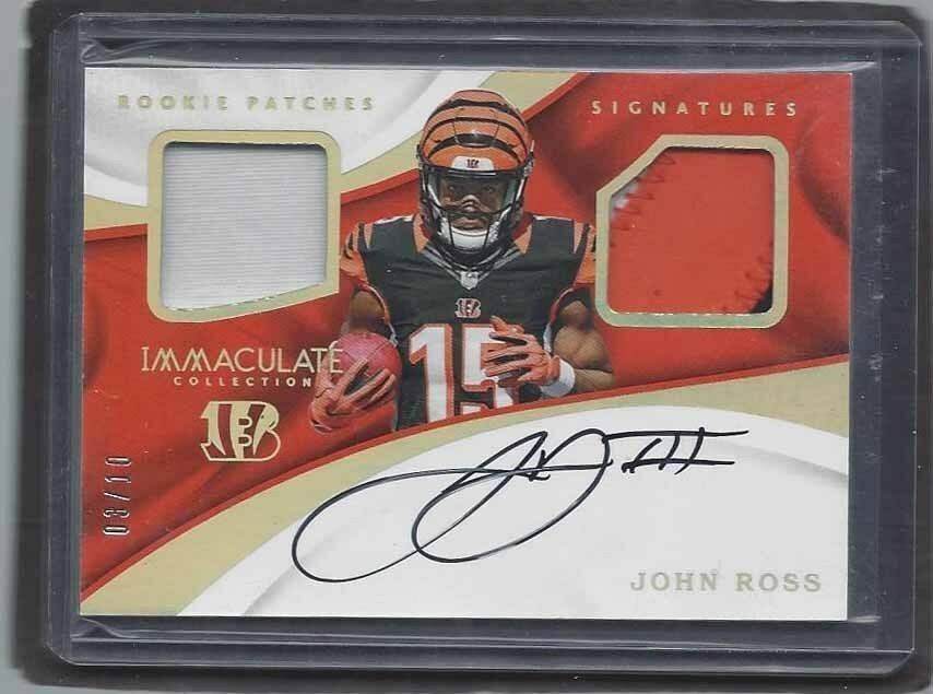 JOHN ROSS III 2017 IMMACULATE COLLECTION DUAL 3 COLOR PATCH AUTO RC #D /10