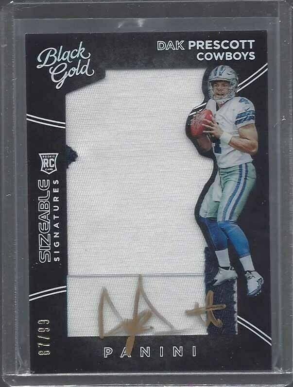 DAK PRESCOTT 2016 BLACK GOLD SIZEABLE RPA JUMBO PATCH ON CARD AUTO RC #D /99